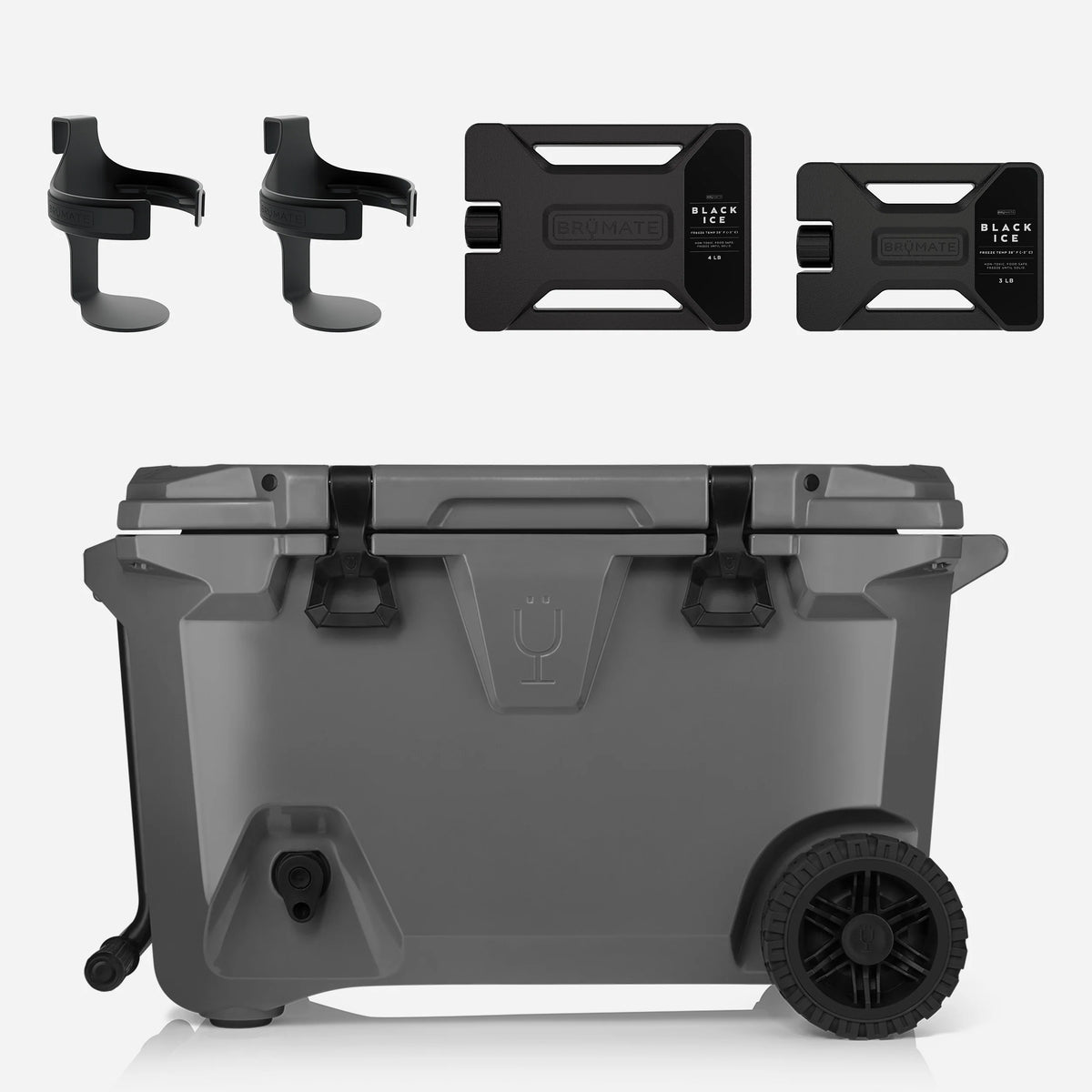 BrüTank 55-Quart Double Drink Holder Cooler Bundle | Charcoal